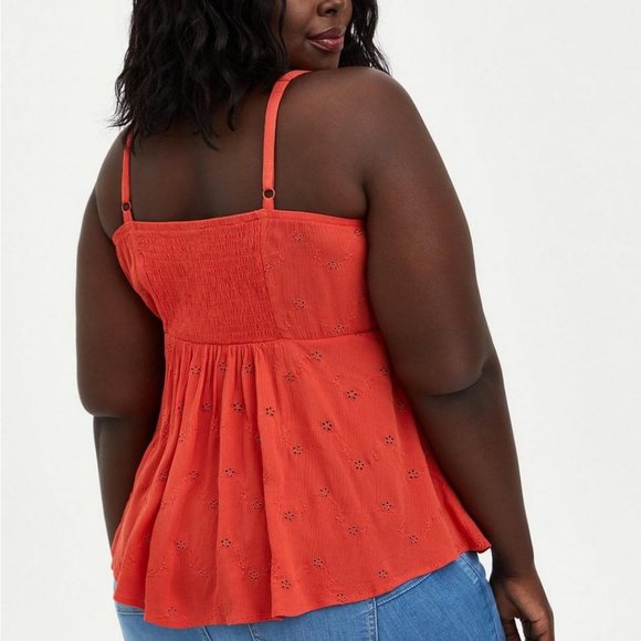 Torrid Rust Eyelet Lace Peplum Tank Top - Picture 13 of 13